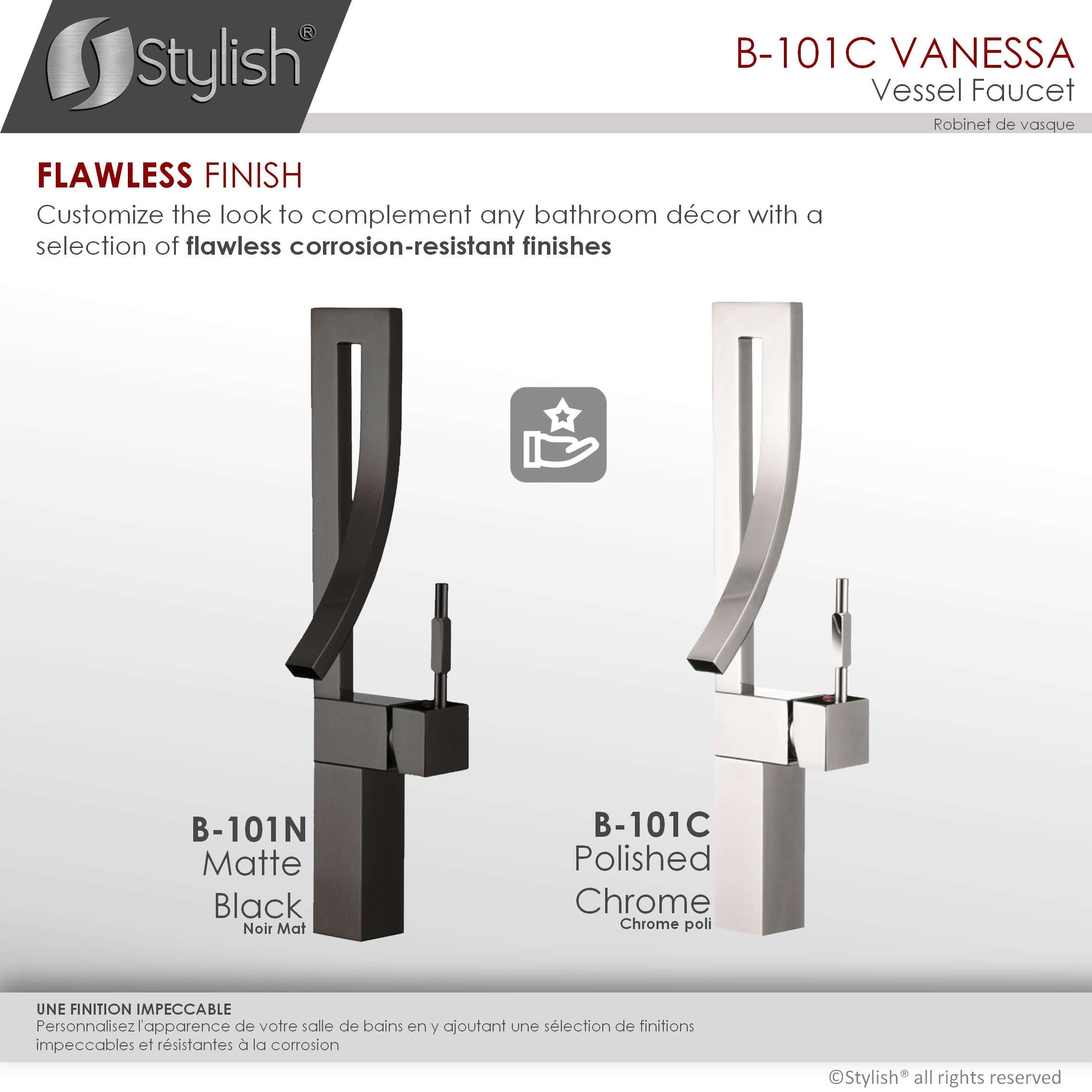 Stylish Ht 17 ½" Polished Chrome Single Handle Vessel Bathroom Faucet B-101C
