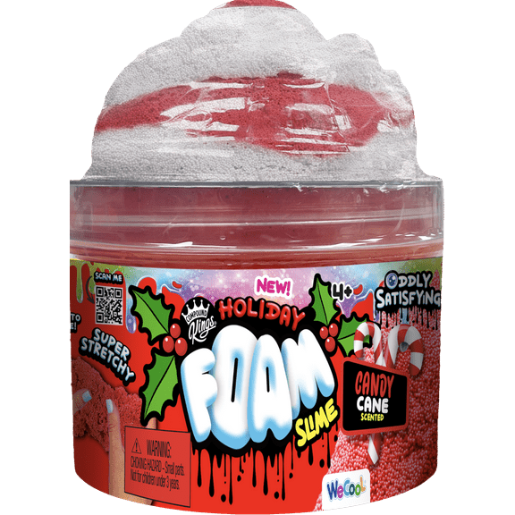 Compound Kings Holiday Slime, 2-in-1 Butter Compound & Crunchy Foam Slime, Red, Candy Cane Scented, Ages 4