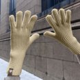 thumbnail image 2 of Winter Waterproof Ski Snow Warm Gloves for Women Men Can Play Mobile Phone Knitted Winter Cycling Warm And Fleece Thick Long Version Exposed Two-finger Gloves Christmas Gift, 2 of 9
