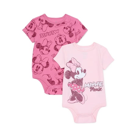 

Disney Minnie Mouse Baby Boys or Baby Girls Printed Bodysuit 2-Pack Sizes 0M-24M