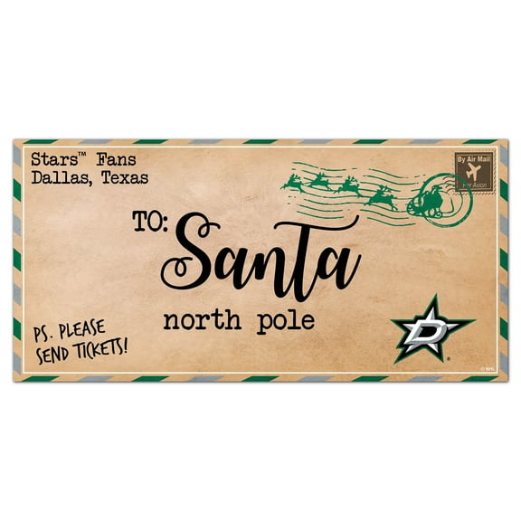 Dallas Stars 6'' x 12'' Letter to Santa Sign