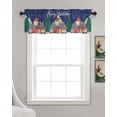 thumbnail image 3 of Christmas Gnomes Linen Curtain Valance for Bedroom/Bathroom/Kitchen/Office/Living/Dining Room Window,Xmas Tree Winter Snowflake Navy Blue Rod Pocket Topper Decorative Cafe Drapes Panel 42"x18", 3 of 6