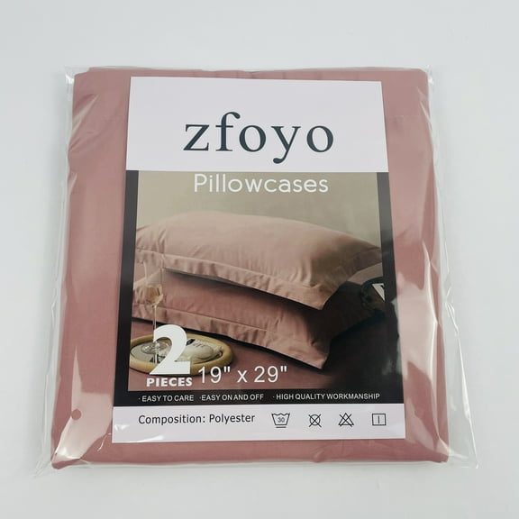 zfoyo Pillow Cases 2 Pack Solid Color Pillowcase Pink 19 x 29 Inches