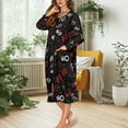 thumbnail image 5 of Yuyamidu HO-HO-HO Long Bathrobe for Women Christmas Long Sleeve Robe with Zipper Front Sleepwear Black Crewneck Spa Robes Size 2XL Comfy Mid-Length House Coats, 5 of 7