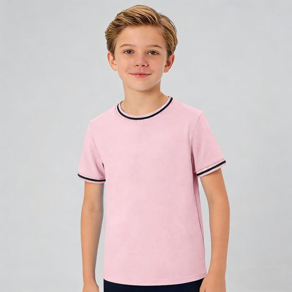 T Shirt for Boys Short Sleeves Pink Shirts for Boys Casual Summer Outfits Kid Clothes 11-12 Years