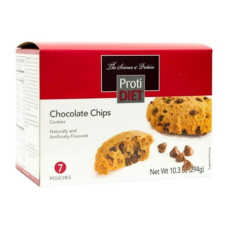 ProtiDiet Cookies - Chocolate Chip - 7/Box - High Protein 15g - Low (Best Low Fat Cookies)