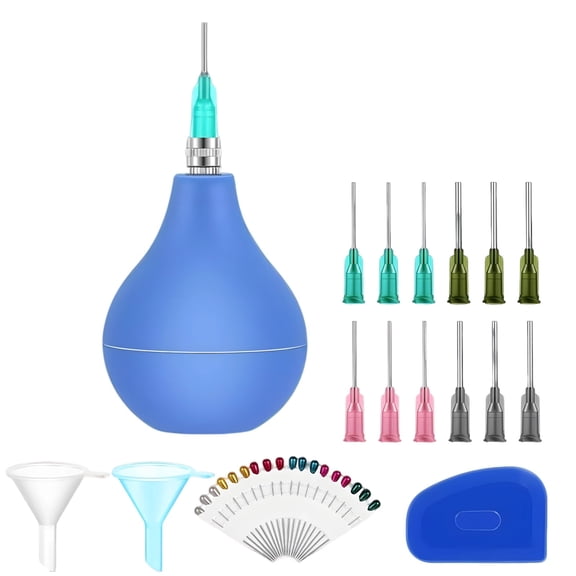Pottery Tool Set, Precision Tip Applicator Bottle for Slip Trailing, Metal Needle Tip Squeeze Bottles with Connector, Funnel, Scraper, Lightweight Applicator Set for Ceramic, Clay Art