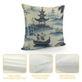 thumbnail image 4 of PIKWEEK Navy Blue Chinoiserie Pillow Covers  Asian Scenic Decorative Outdoor Throw Pillows Tree Birds Pagoda Pillow Case Square Cushion Cover Decor for Sofa Couch Bed, 4 of 5
