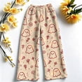 thumbnail image 5 of QWKLEAJ Halloween Pajama Pants Women Pumpkin Print Lounge Pants Drawstring Wide Leg Sleepwear Fall Holiday Loungewear Cozy Home Trousers Autumn Themed Bottoms Festive Nightwear, 5 of 6