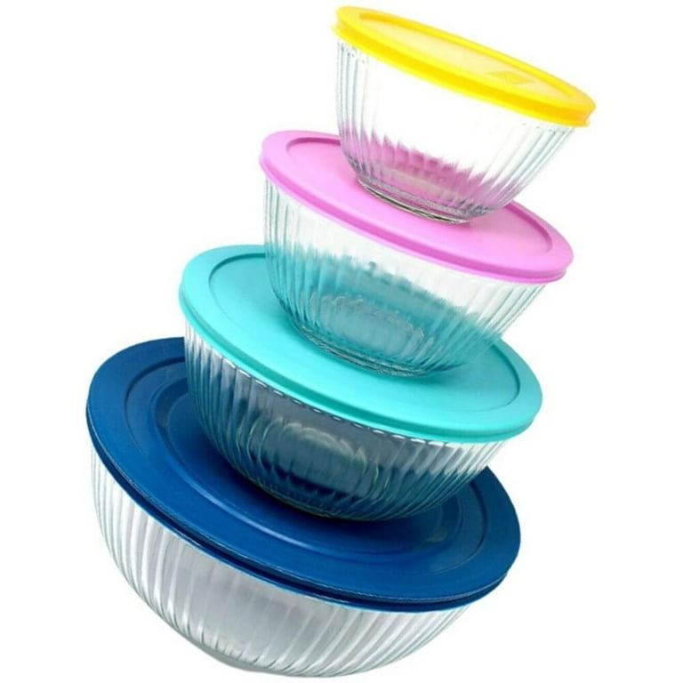  pyrex 100+ Years Glass Mixing Bowls 8-Piece Improved (Limited  Edition) - Assorted Colors Lid: Home & Kitchen