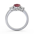 thumbnail image 3 of 1.40 Ct Oval Cut Red Ruby Real Diamond Wonderful Three Stone Ring for Engagement 14K White Gold Size 4.5, 3 of 7
