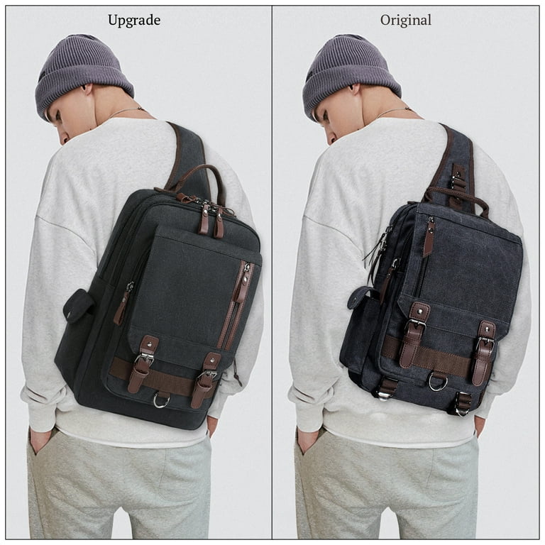  Leaper Canvas Messenger Bag Sling Bag Cross Body Bag Shoulder  Bag Black, L : Clothing, Shoes & Jewelry