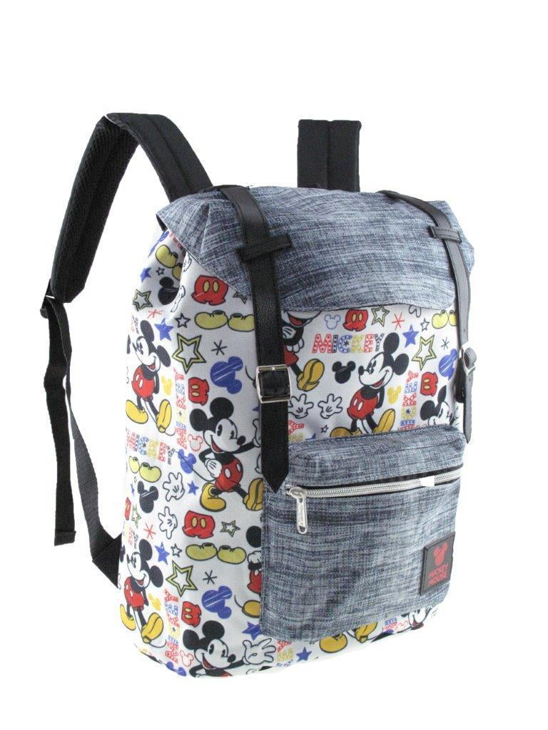New Disney Mickey Mouse Allover Pattern Preppy Vintage Style 16" School Backpack 