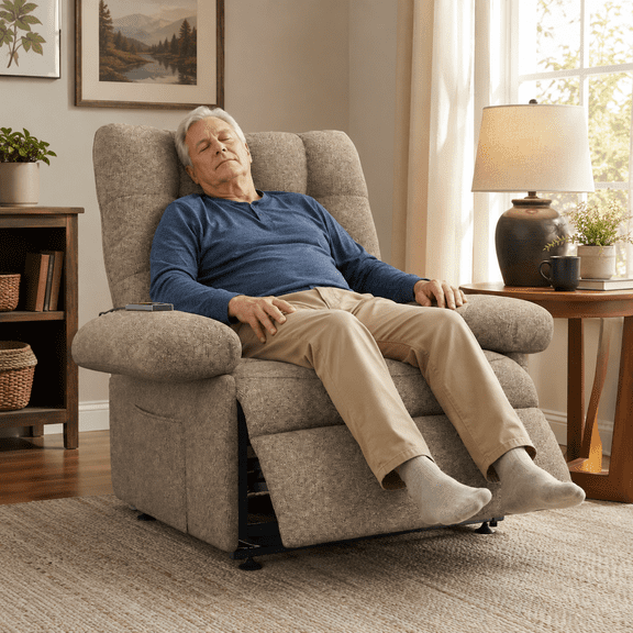 UHOMEPRO Lift Chair for Elderly Adult, Electric Lift Recliner Chair with 3 Independent Motors, Easy Stand Assist Power Recliner for Living Room, Home Office and Home Theater