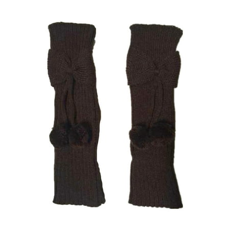 

Yache Leg Warmer Bowknot Ball Warm Solid Color Knitted Boot Socks for Autumn Winter