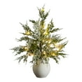 thumbnail image 2 of Nearly Natural Pre-Lit Frosted Cypress Artificial Potted Christmas Tree - 18" - Warm White Lights, 2 of 8