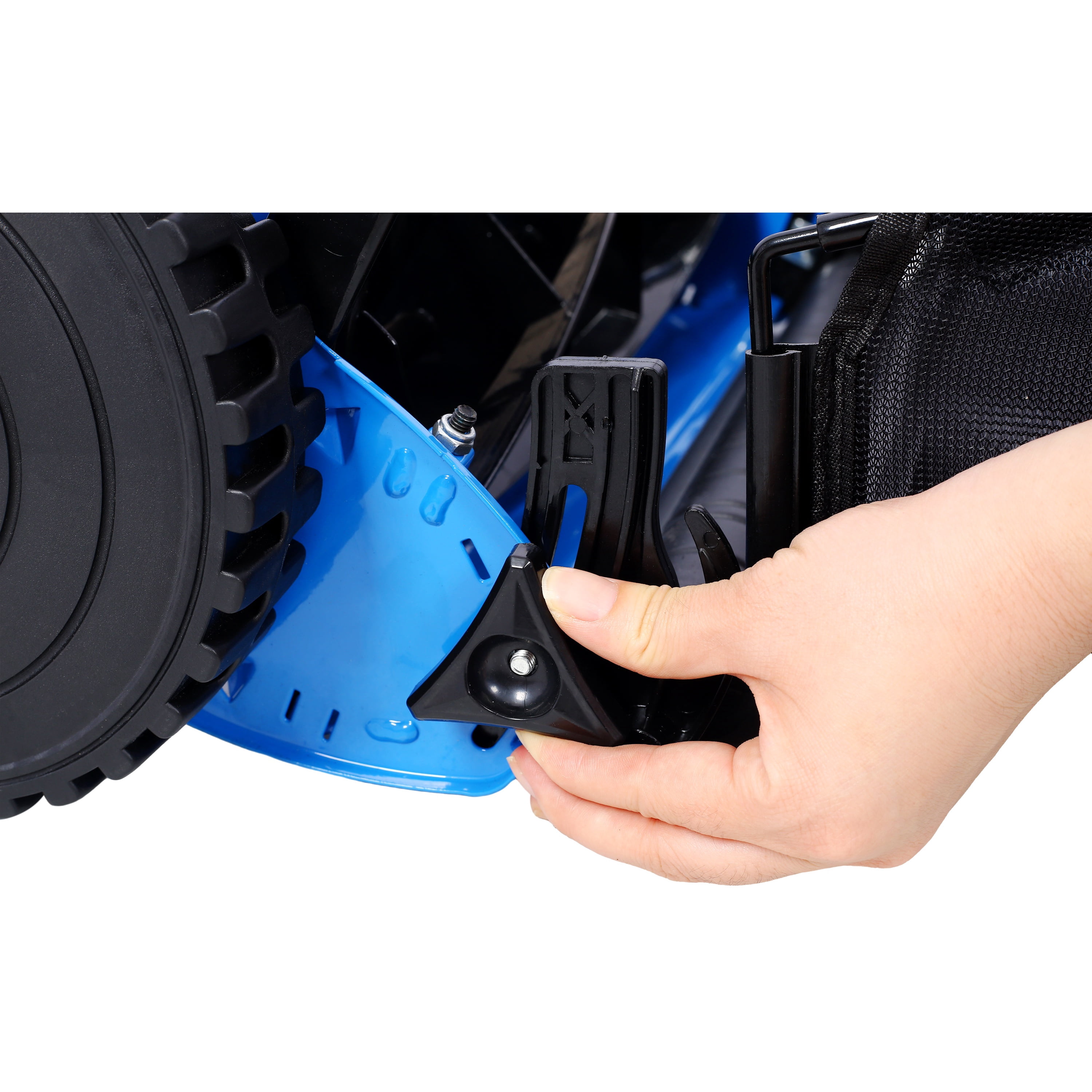 Lawn Mower, iRerts 14 Inch 5 Blade Push Reel Lawn Mower with Grass Catcher, Adjustable Blade Height, Lightweight Manual Lawn Mower for Backyard Garden Park Lawn, Blue