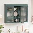 thumbnail image 2 of Wall Mounted 3 Door Dark Green Arched Glass Cabinet | Applicable to Different Rooms, Provide Storage and Stylish Look, 2 of 6