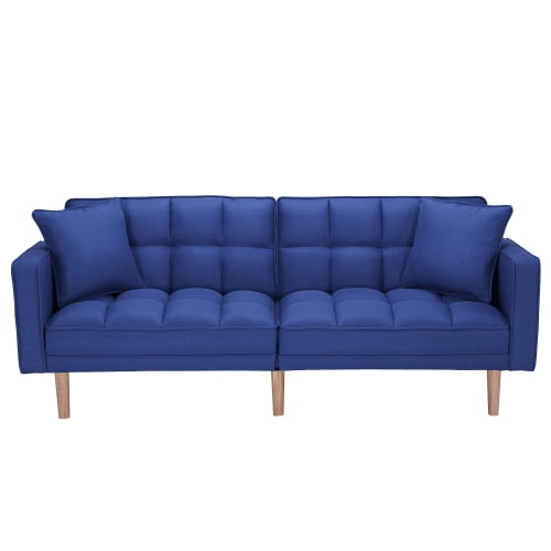 Futon Sofa Bed Sleeper Dark Blue Linen Fabric Com Futon Sofa Bed Sleeper Dark Blue Linen, Blue Futon Sofa Bed
