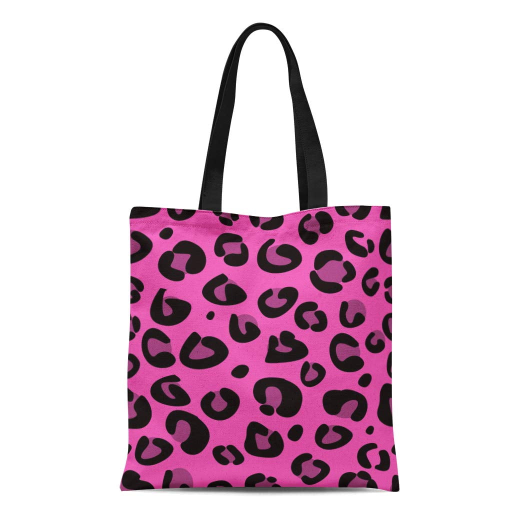 KDAGR Canvas Tote Bag Colorful Pink Leopard Pattern Purple Camouflage ...