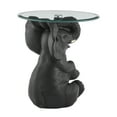 thumbnail image 5 of Linon Ernie Elephant Glass Top Accent Table in Dark Gray Resin, 5 of 7