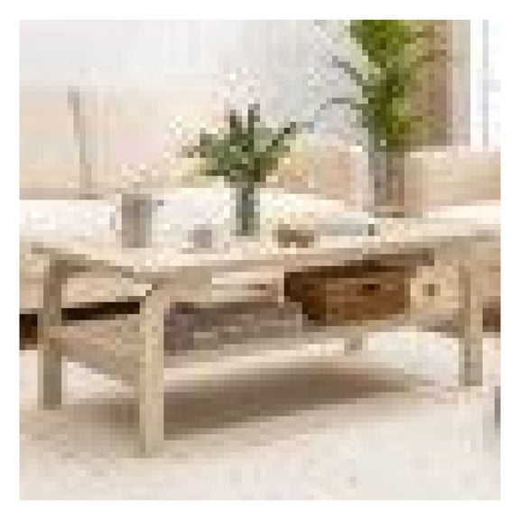 47" Rectangular Coffee Table for Living Room - Mid-Century Modern Accent Table with Storage - Engineered Wood Coffee Table with Shelf - Natural Finish