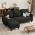 thumbnail image 6 of Hawsaiy 78" L-Shaped Upholstered Sectional Sofa, 3-Seat Convertible Couch with Washable Linen Covers, for Living Room, Apartment, Black, 6 of 9