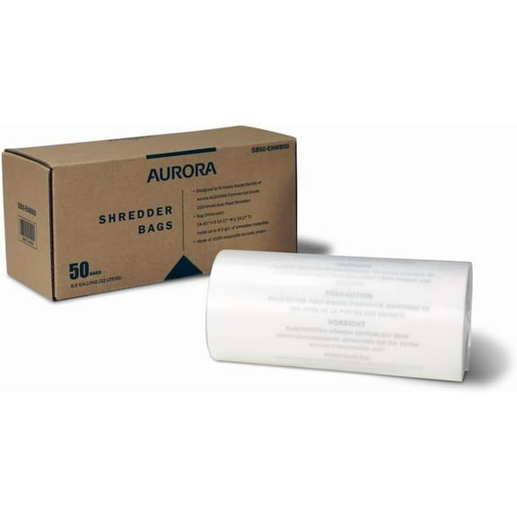 SB50 Shredder Bags, Design for AU200MA and AU220MB auto feed shredders, Hold up to 8.5 Gallon of shredded materials, 1 Roll 50 Bags