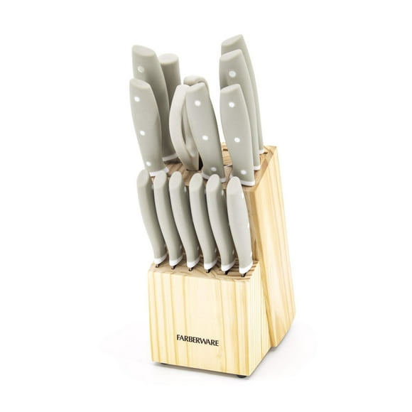 Farberware 15-Piece Soft Grip Knife Block Set, Knife Block Set, 15-Pieces