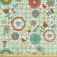 thumbnail image 2 of Ambesonne Floral Fabric by the Yard Upholstery, Scandinavian Flowers Spring, 5 Yards, Eggshell Multicolor, 2 of 5