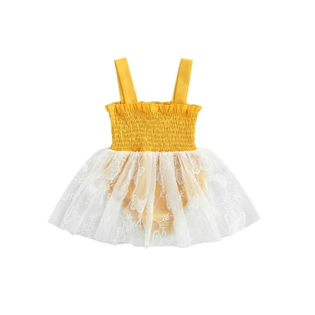 

BrilliantMe Baby Girls Summer Romper Dress Sleeveless Butterfly Embroidery Tutu Skirt Bodysuit Summer Clothing Sets