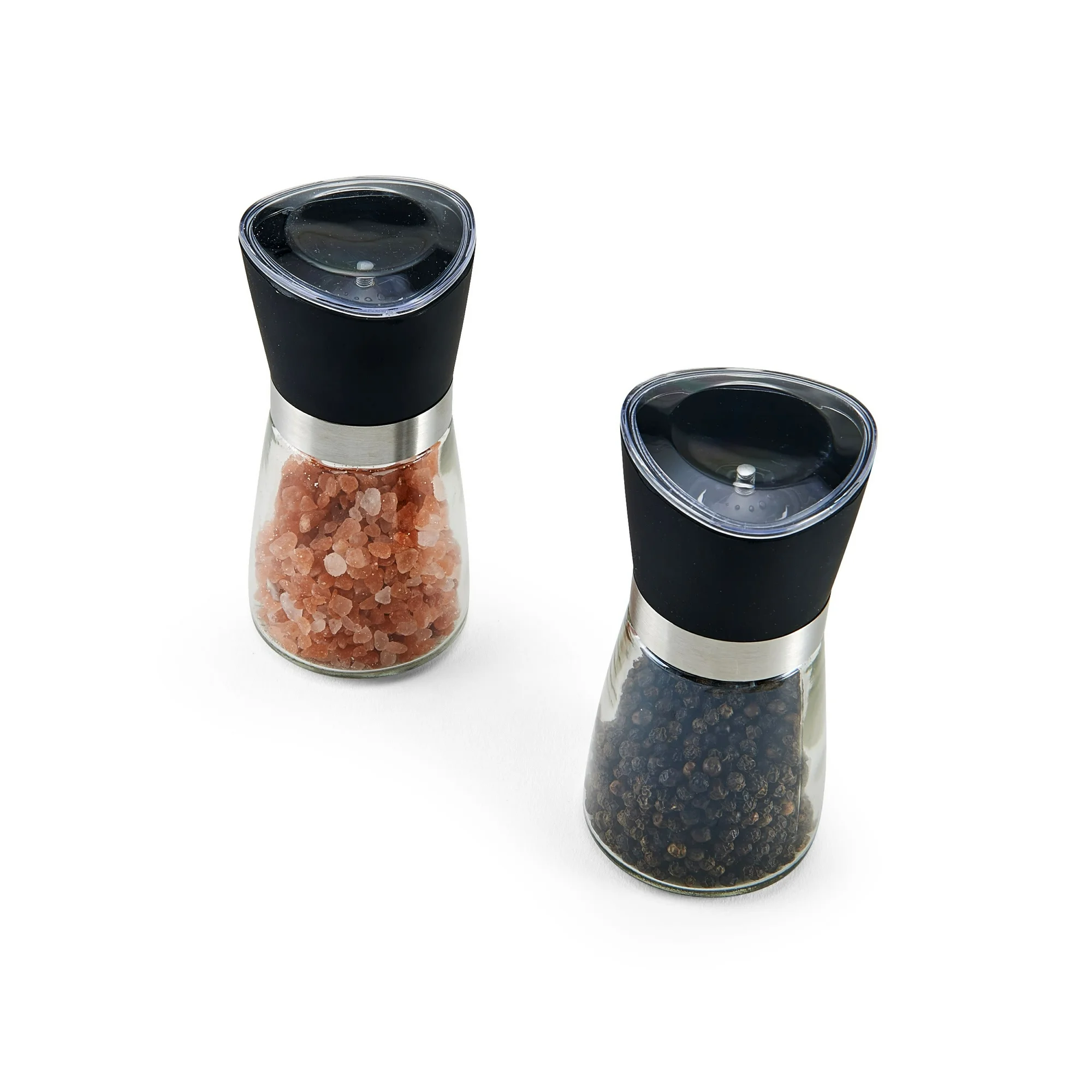 Kamenstein 5-inch Glass Prefilled Pink Himalayan Salt and Pepper Grinder Set of Two