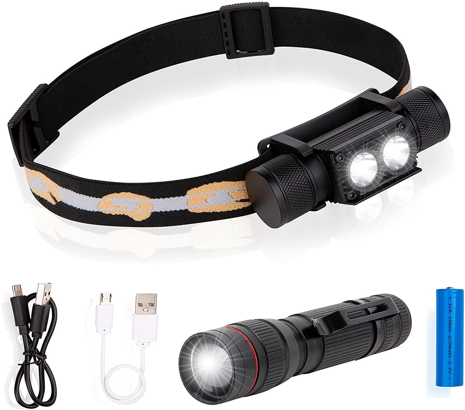 LED HEADLAMP HEAD TORCH CAMPING FLASHLIGHT WATERPROOF TORCH HIKING 12 LED 4 PACK 