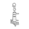 thumbnail image 4 of Sterling Silver Rhodium-Plated Polished 3-D Enameled Grand Piano With Heart Scroll Charm With Fancy Lobster Clasp, 4 of 4