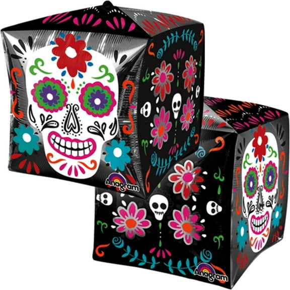 Day Of The Dead Skull Cubez Balloon 15"