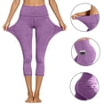 thumbnail image 4 of yillto Women Capris Leggings with Pockets for Women Breathable High Waisted Yoga Workout Capri Legging, 4 of 7