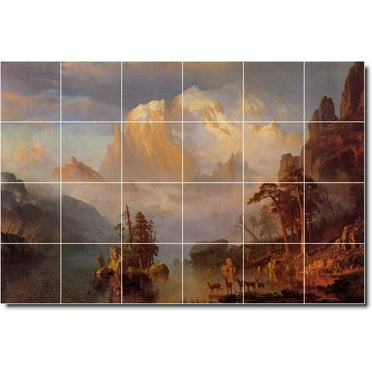 Ceramic Tile Mural-Albert Bierstadt Landscapes Painting 70. 25.5" w x 17" h using (24) 4.25 x 4.25 ceramic tiles