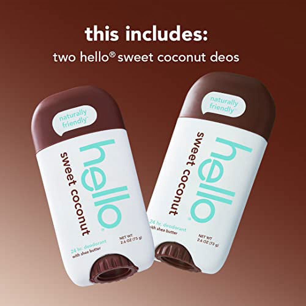 Hello Deodorant with Shea Butter, Sweet Coconut, 2.6 oz, 3 Pack