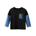 thumbnail image 5 of Bellafa Toddler Little Boys Long Sleeve T-shirt 2-pack Kids Crewneck Patchwork Sleeve Tee Shirts Tops Tee Clothes For Children 2-8 Years, 5 of 6