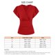 thumbnail image 2 of Blusa con cuello en V y manga casquillo para mujer, informal, elegante, ajustada, color liso, cintura fruncida, blusa roja M, 2 of 2