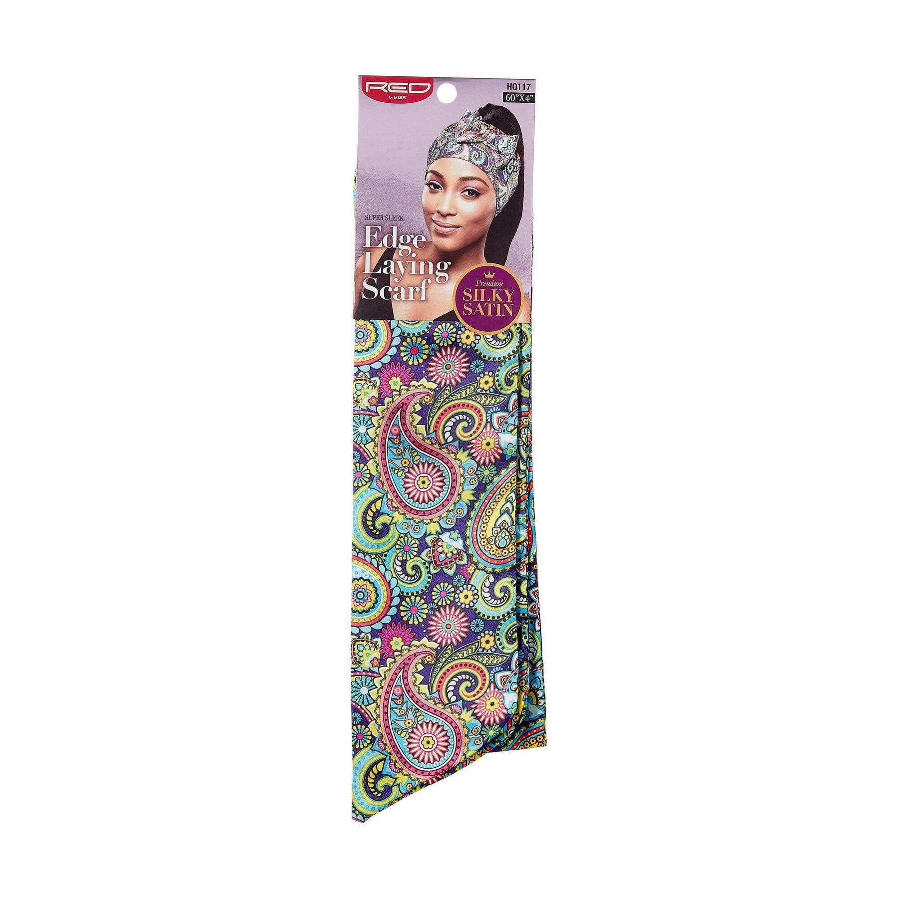 KISS - RED SILKY SATIN EDGE SCARF (PAISLEY2)