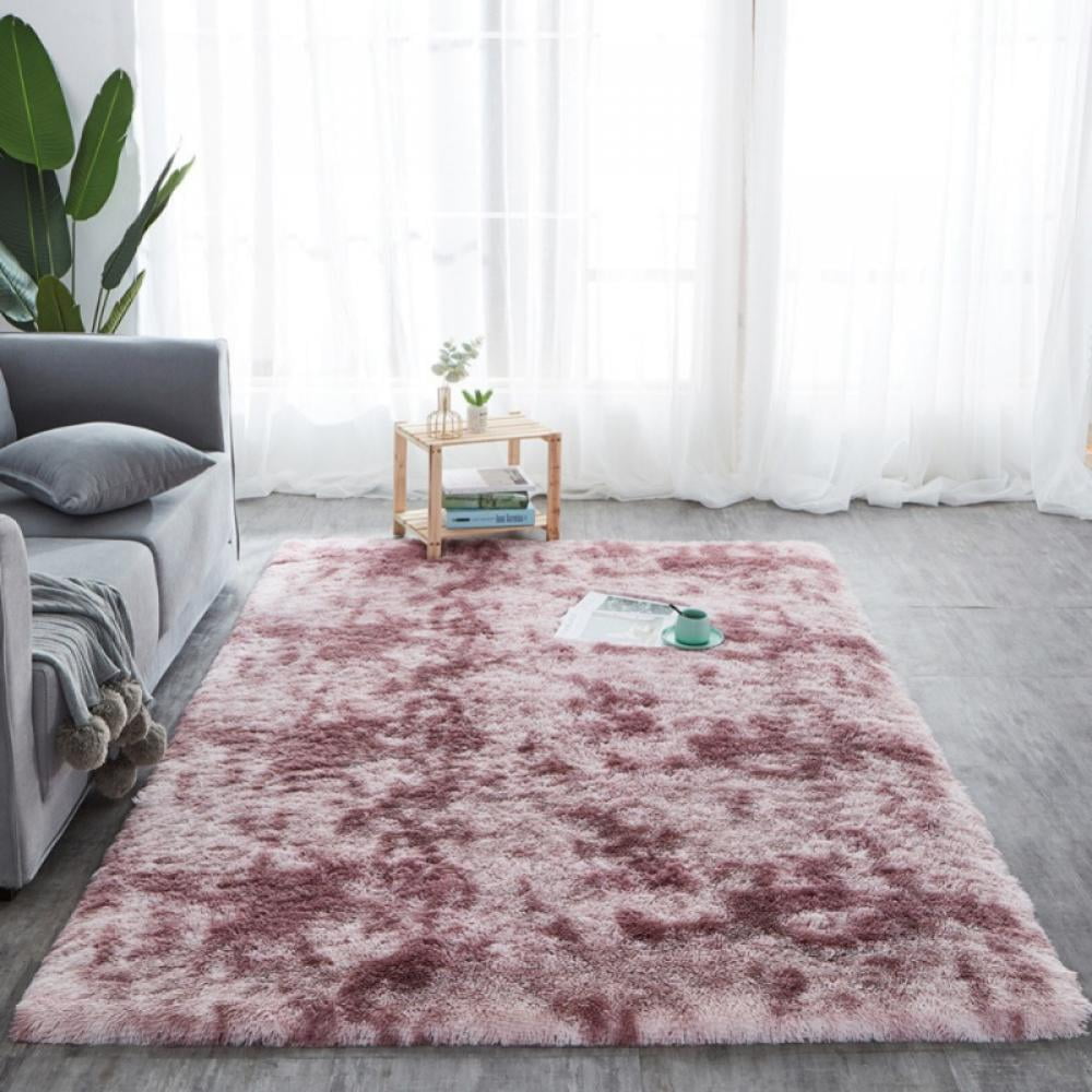 Fluffy Area Rug Round Floor Mat Bedroom Non-Slip Carpet Solid Color Pad 40/60cm 
