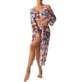 thumbnail image 5 of Ailaofu Women's Floral Bikini Sets with Mesh Cover Up, Top Swim Trunks 3 Piece, 5 of 7