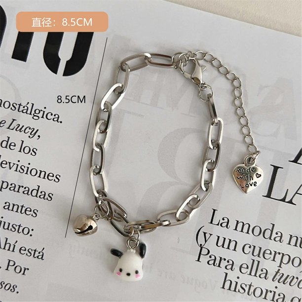Sanrio accesorios pulsera Kuromi Melody magnética, banda de goma pequeña, pareja, novia, dibujos animados, aleación de aluminio, regalo para niña, 1 par