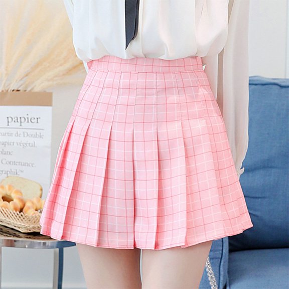 Skirts for Women Skirt Women's High Waist Pleated Skirt for Casual Tennis Everyday Wear Pink XS