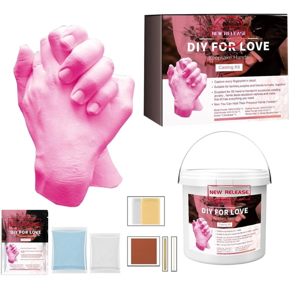3D Hand Casting Kit - DIY Couples & Baby Hand Mold Kit (100g Model   100g Clone Powder) with Gold & Silver | Keepsake Handprint & Footprint Gift