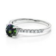 thumbnail image 3 of Gem Stone King 0.97 Ct Round Green Mystic Topaz E-F Lab Grown Diamond 10K White Gold Ring, 3 of 5