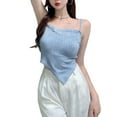 thumbnail image 3 of Top de verano para mujer, camiseta sin mangas informal con tirantes finos a cuadros, camiseta sin mangas para niñas, talla libre azul, 3 of 14
