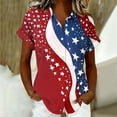 thumbnail image 4 of Mifsaly Short Sleeve Button Down Shirts for Women Lapel Collar V Neck Blouses Patriotic Hearts American Flag Print Independence Day Tops 2026 L, 4 of 6