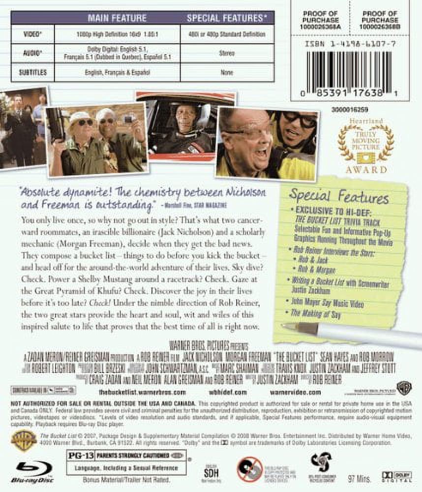 The Bucket List (Blu-ray), Warner Home Video, Comedy - image 2 of 2
